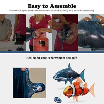 Remote Control Shark Toys Swimming Fish RC Animal Toy Infrared RC Fly Air Balloons Clown Fish Toy Gifts Party Decoration Balloon ANTI-GRAVITY INDOOR TOY HOVERS and FLOATS in MID-AIR (Blue)