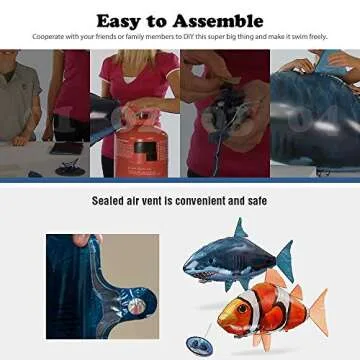 Remote Control Shark Toys Swimming Fish RC Animal Toy Infrared RC Fly Air Balloons Clown Fish Toy Gifts Party Decoration Balloon ANTI-GRAVITY INDOOR TOY HOVERS and FLOATS in MID-AIR (Blue)
