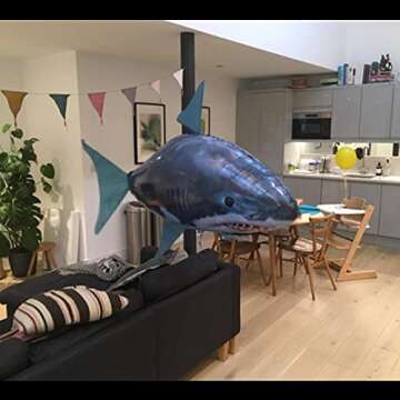 Remote Control Shark Toys Swimming Fish RC Animal Toy Infrared RC Fly Air Balloons Clown Fish Toy Gifts Party Decoration Balloon ANTI-GRAVITY INDOOR TOY HOVERS and FLOATS in MID-AIR (Blue)