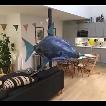 Remote Control Shark Toys Swimming Fish RC Animal Toy Infrared RC Fly Air Balloons Clown Fish Toy Gifts Party Decoration Balloon ANTI-GRAVITY INDOOR TOY HOVERS and FLOATS in MID-AIR (Blue)