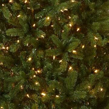 National Tree Company Pre-Lit 'Feel Real' Artificial Full Downswept Christmas Tree, Green, Douglas F...