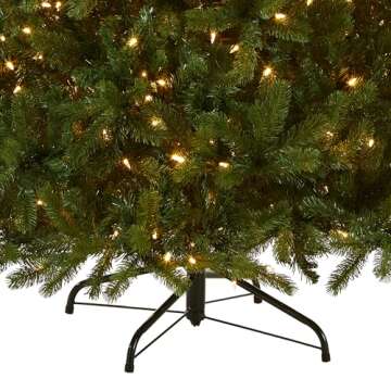 National Tree Company Pre-Lit 'Feel Real' Artificial Full Downswept Christmas Tree, Green, Douglas Fir, Dual Color LED Lights, Includes PowerConnect and Stand, 6.5 Feet