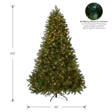 National Tree Company Pre-Lit 'Feel Real' Artificial Full Downswept Christmas Tree, Green, Douglas Fir, Dual Color LED Lights, Includes PowerConnect and Stand, 6.5 Feet