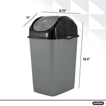 Superio 4.5 Gallon Small Trash Can with Lid - Perfect Waste Solution for Any Room