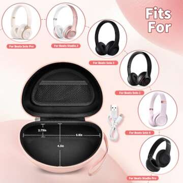 Hard Headphone Case for Beats Solo 4, Studio Pro, Solo 3, Studio 3, Solo 2, Over Ear Headphone Carry...