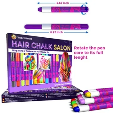 Hair Chalk Kit for Kids - 10 Colorful Pens