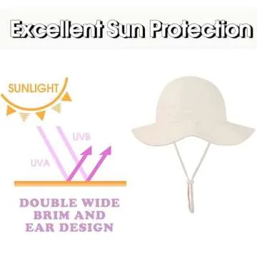 Baby Toddler Infant Girls Bucket Sun Hats Protection Beach UPF 50+ Toddler Wide Brim Bucket Summer Hats Beige Stripe 1-2 T