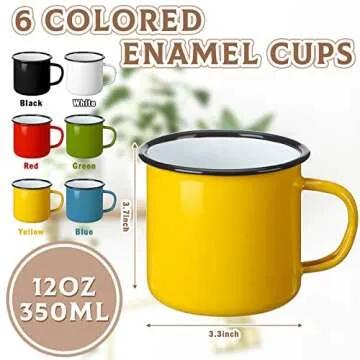 meekoo 24 Pcs Enamel Camping Mugs Bulk 12 oz Portable Coffee Mugs Colored Enamelware Campfire Mugs V...