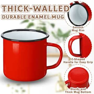 meekoo 24 Pcs Enamel Camping Mugs Bulk 12 oz Portable Coffee Mugs Colored Enamelware Campfire Mugs Vintage Drinking Cups with Handle for Coffee Home Office Camping Picnic Travel Indoor and Outdoor