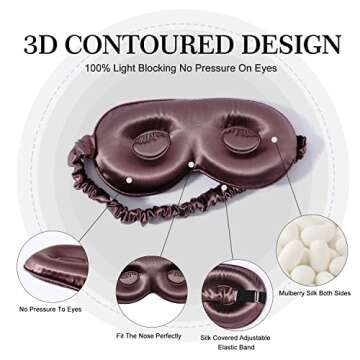 ZIMASILK 22 Momme 100% Pure Mulberry Silk Adjustable Sleep Mask for Ultimate Comfort