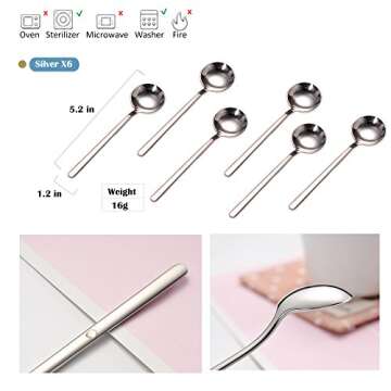 Sweejar Espresso spoons 18/10 Stainless Steel,6-piece Vogue Mini Teaspoons set for Coffee British te...