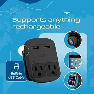 Ceptics World Travel Adapter Kit with Dual USB Outlets