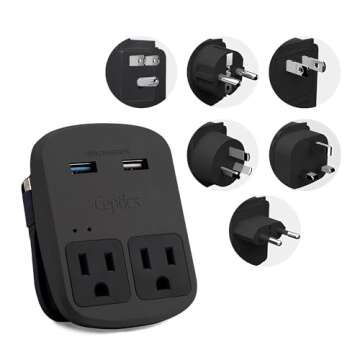 Ceptics World Travel Adapter Kit with Dual USB Outlets