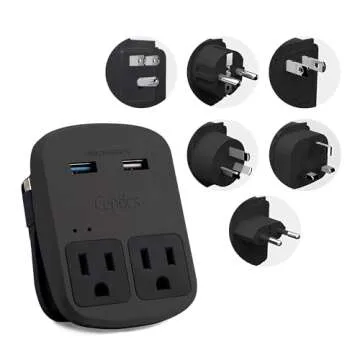 Ceptics World Travel Adapter Kit with Dual USB Outlets