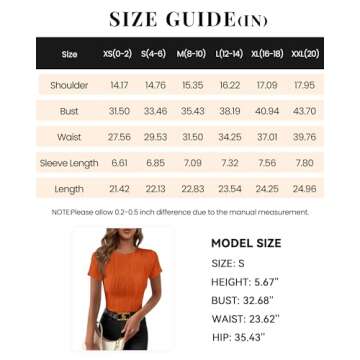 PRETTYGARDEN Women's Summer Tops 2025 Casual Short Sleeve Crewneck Slim Fit T Shirts Basic Knit Y2K Top Textured Blouse(Orange Red,X-Large)