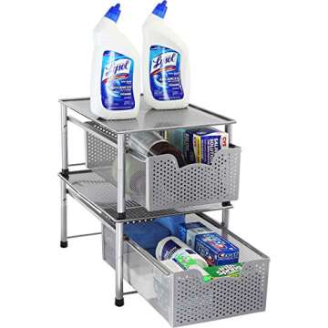 Simple Houseware Stackable Cabinet Basket Drawer Organizer, Silver