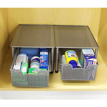 Simple Houseware Stackable Cabinet Basket Drawer Organizer, Silver