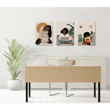 Lavozazoo 3-Piece Boho Black Woman Canvas Art Set