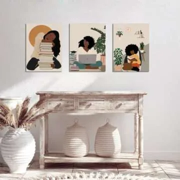 Lavozazoo 3-Piece Boho Black Woman Canvas Art Set