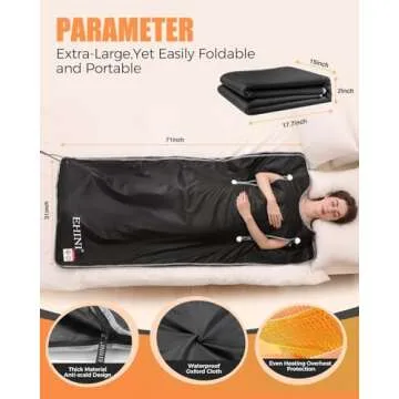 EHINI Infrared Sauna Blanket-Sauna Blanket for Home Use, Portable Design for Relaxation and Detoxification Highest 176℉, 20-60 Minutes Timer, 6 ft x 2.65 ft