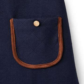 Hope & Henry Girls' Long Sleeve Quilted Ponte Riding Dress Navy