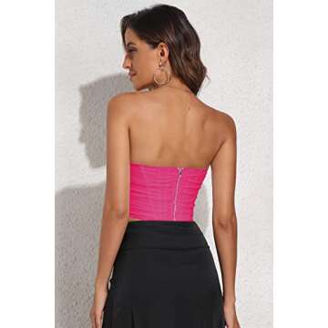 Women's Vintage Strapless Open Back Boned Mesh Bustier