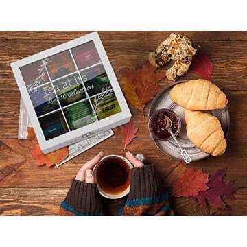 handrong Tea Box Tea Bag Organizer Wooden Tea Bag Holder Modern Tea Caddy Chest with 9 Compartments ...