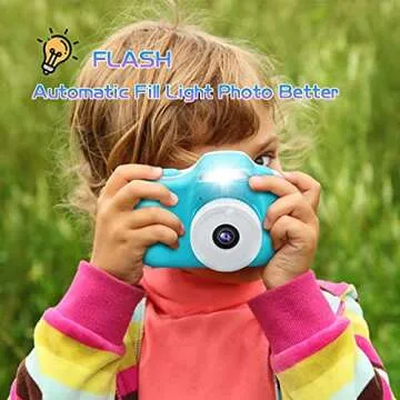 Camera with Flash for Kids Boys Age 3-9, Front Rear Dual-Lens Selfie Video Digital Camera for Preschool Children, Christmas Birthday Travel Toy Gifts for Toddler Boys 3 4 5 6 7 8 9 Years Old (Blue)