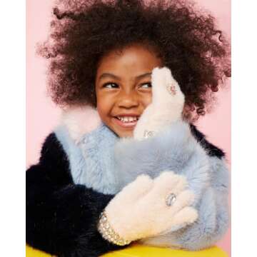 Super Smalls Cotton Candy Jeweled Gloves | Embellished with Colorful Gemstones | Fits 4-10 Years Old