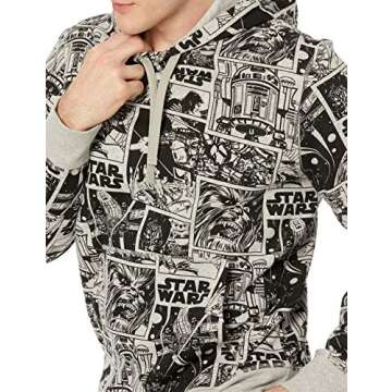 Amazon Essentials Disney | Marvel | Star Wars Men's Fleece Pullover Hoodie Sweatshirts (Available in Big & Tall), Star Wars Comic, Large