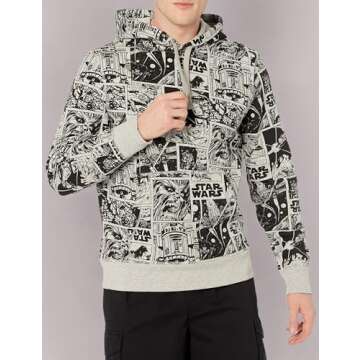 Amazon Essentials Disney | Marvel | Star Wars Men's Fleece Pullover Hoodie Sweatshirts (Available in Big & Tall), Star Wars Comic, Large