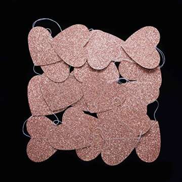 Rose Gold Heart Hanging Paper Garlands 26ft for Parties