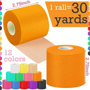 Nuanchu 12 Pcs Foam Prewrap Athletic Tape 2.75inch x 30 Yards Sports Wraps Prewrap and Athletic Tape...