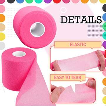 Nuanchu 12 Pcs Foam Prewrap Athletic Tape 2.75inch x 30 Yards Sports Wraps Prewrap and Athletic Tape Pre Wrap Breathable Sports Pre Wrap for Running Hiking Hair(Assorted Colors)