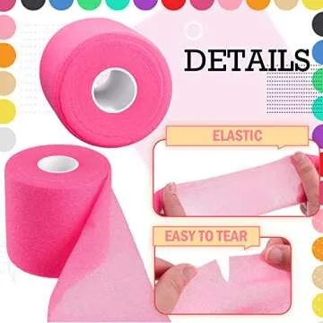 Nuanchu 12 Pcs Foam Prewrap Athletic Tape 2.75inch x 30 Yards Sports Wraps Prewrap and Athletic Tape Pre Wrap Breathable Sports Pre Wrap for Running Hiking Hair(Assorted Colors)