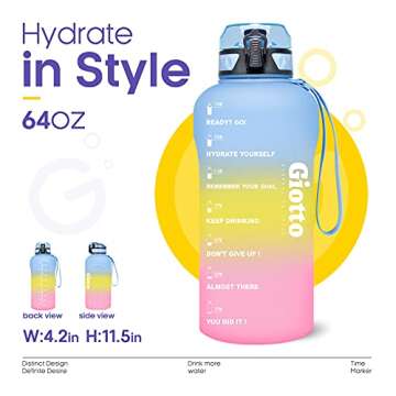 Giotto 64oz Motivational Water Bottle for Healthy Hydration