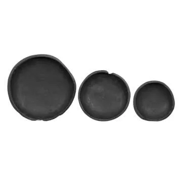 A&B Home Handcarved Black Teak Wood Decorative Nesting Bowls Set of 3