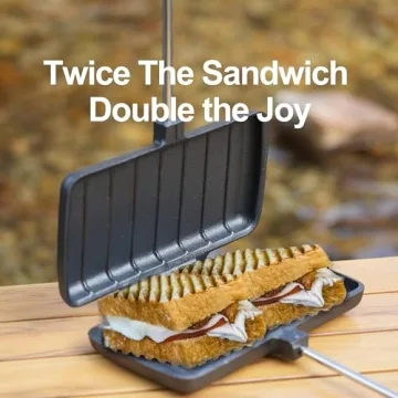 CretFine Double Cast Iron Sandwich Press for Camping
