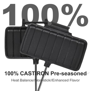CretFine Double Cast Iron Sandwich Press for Camping