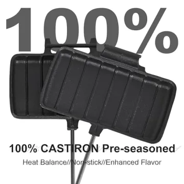 CretFine Double Cast Iron Sandwich Press for Camping