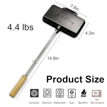 CretFine Double Cast Iron Sandwich Press for Camping