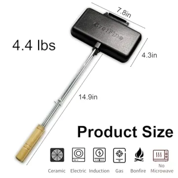 CretFine Double Cast Iron Sandwich Press for Camping