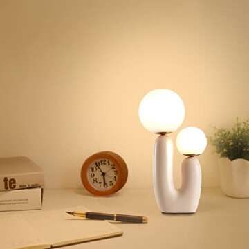 Littleglovo Table Lamps, Creative Art Plant Bedside Lamp, Nordic Modern Bedroom Lamps with Plug and Switch, Double-Headed Nightstand Lamp, Lamp for Bedroom Study Living Room