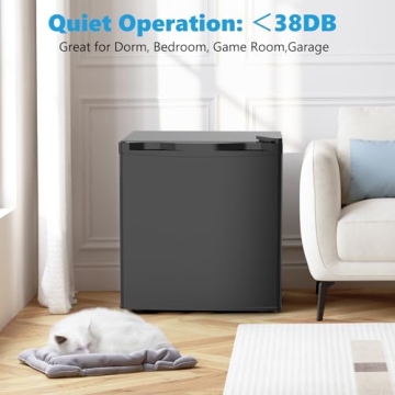 Electactic 1.6 Cu.ft Mini Fridge with Freezer, Compact Refrigerator, Single Reversible Door, Ultra Q...