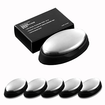 WondMall 5 Packs Stainless Steel Bar Soap - Odor Remover for Kitchen