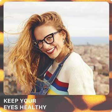 OPTOFENDY Oversized Blue Light Blocking Glasses for Women, Anti Eyestrain & UV Protection Square Com...
