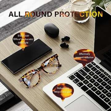 OPTOFENDY Oversized Blue Light Blocking Glasses for Women, Anti Eyestrain & UV Protection Square Computer Eyeglasses