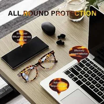 OPTOFENDY Oversized Blue Light Blocking Glasses for Women, Anti Eyestrain & UV Protection Square Computer Eyeglasses