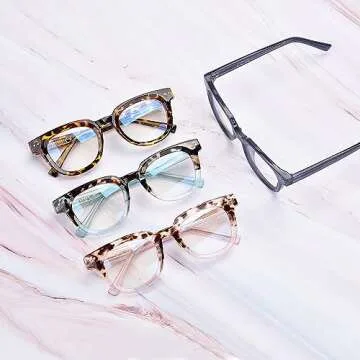 OPTOFENDY Oversized Blue Light Blocking Glasses for Women, Anti Eyestrain & UV Protection Square Computer Eyeglasses