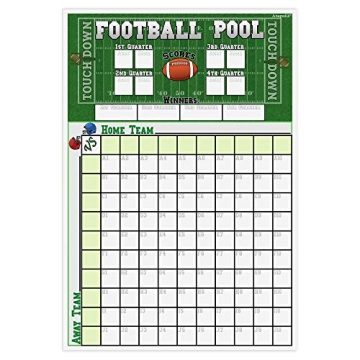 Football Pool Poster | 13” x 19” Football Squares Pool Board | Big Game Party Decorations
